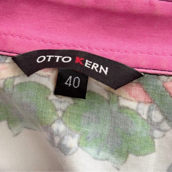 Otto Kern Tropical Resort Scarf Print Shirt Sz 40 US 10 Button Front - Picture 5 of 7